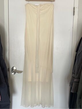 Hello Molly Cream Strapless Sheer Maxi Dress